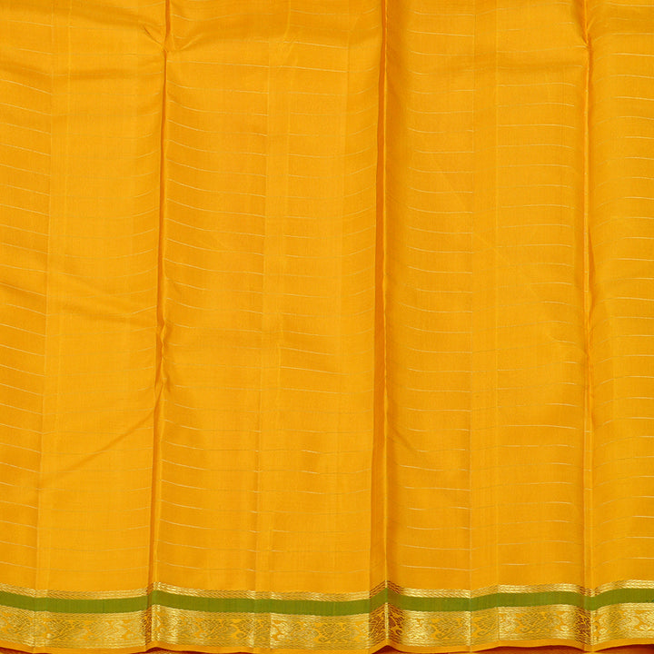 Hayagrivas Mango Yellow Handloom Kanjivaram Silk Saree with Yellow Border KBE25D4-2