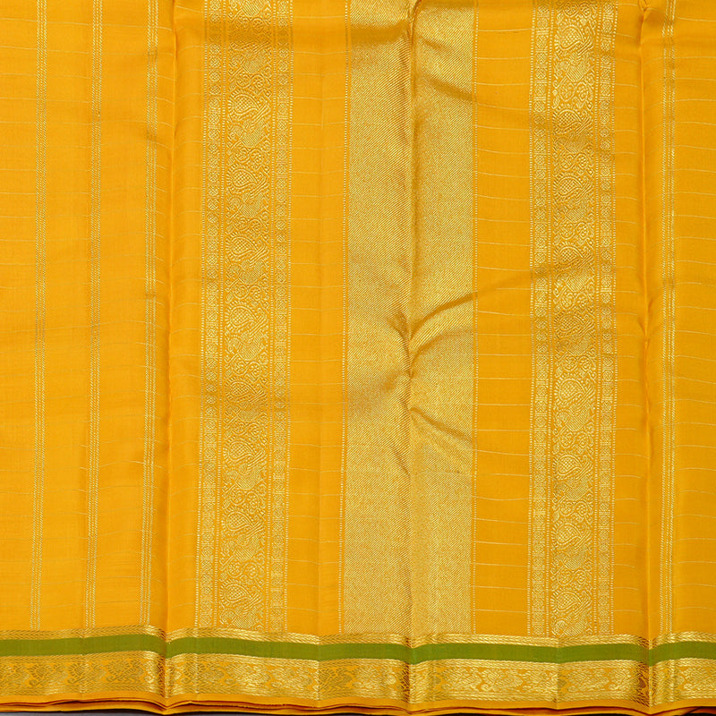 Hayagrivas Mango Yellow Handloom Kanjivaram Silk Saree with Yellow Border KBE25D4-2