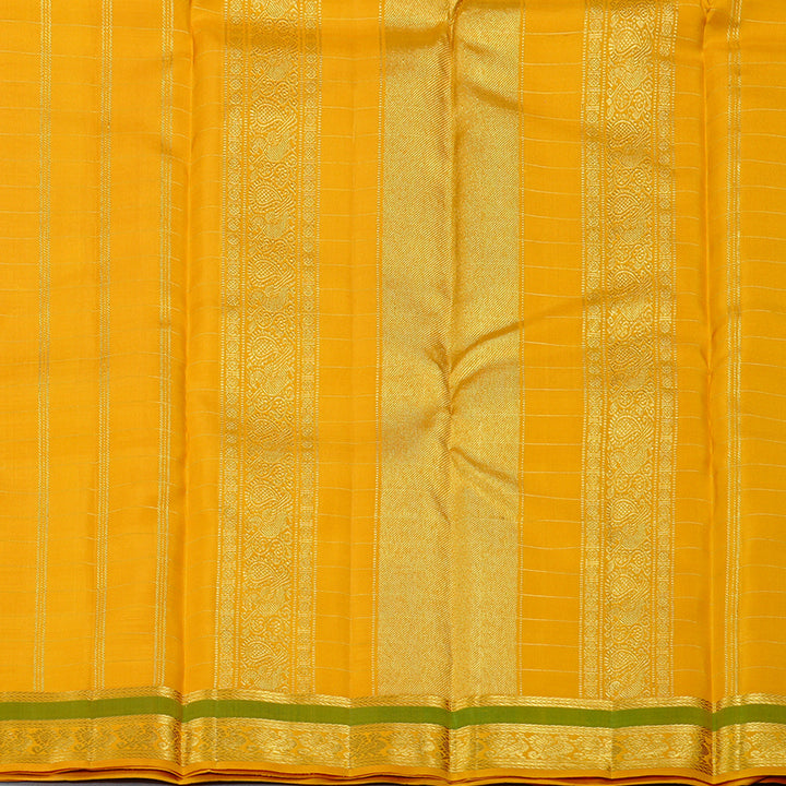 Hayagrivas Mango Yellow Handloom Kanjivaram Silk Saree with Yellow Border KBE25D4-2