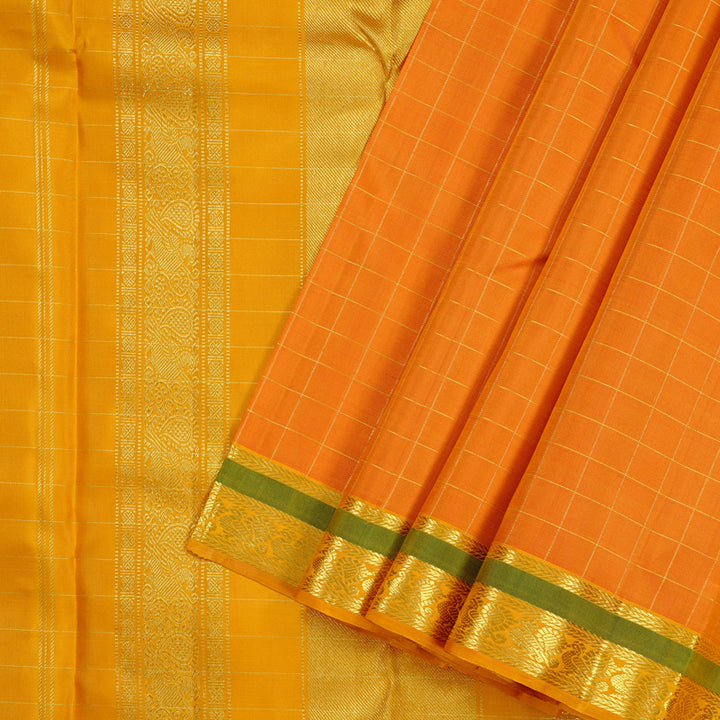 Hayagrivas Mango Yellow Handloom Kanjivaram Silk Saree with Yellow Border KBE25D4-2