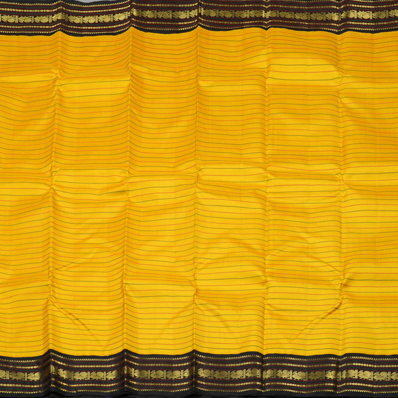 Hayagrivas Yellow Handloom Kanjivaram Silk Saree with Black Border KBE25D6-1