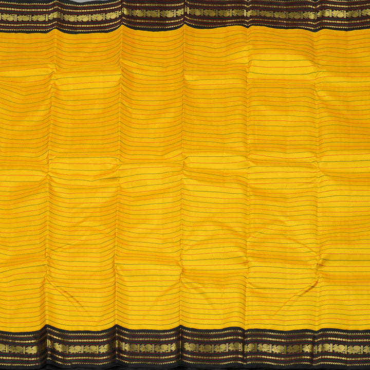 Hayagrivas Yellow Handloom Kanjivaram Silk Saree with Black Border KBE25D6-1
