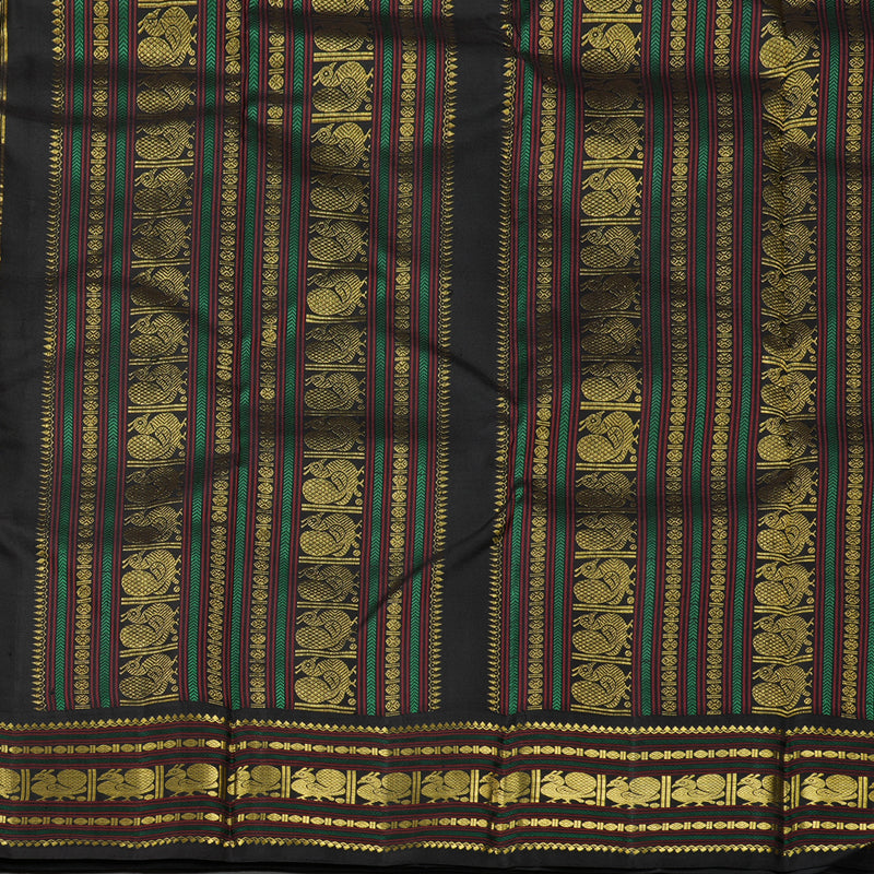 Hayagrivas Yellow Handloom Kanjivaram Silk Saree with Black Border KBE25D6-1