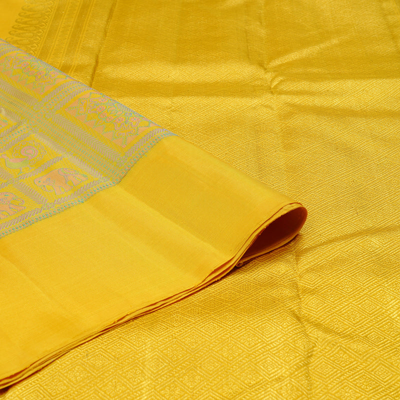 Hayagrivas Yellow Handloom Kanjivaram Silk Saree KBE25D6-2