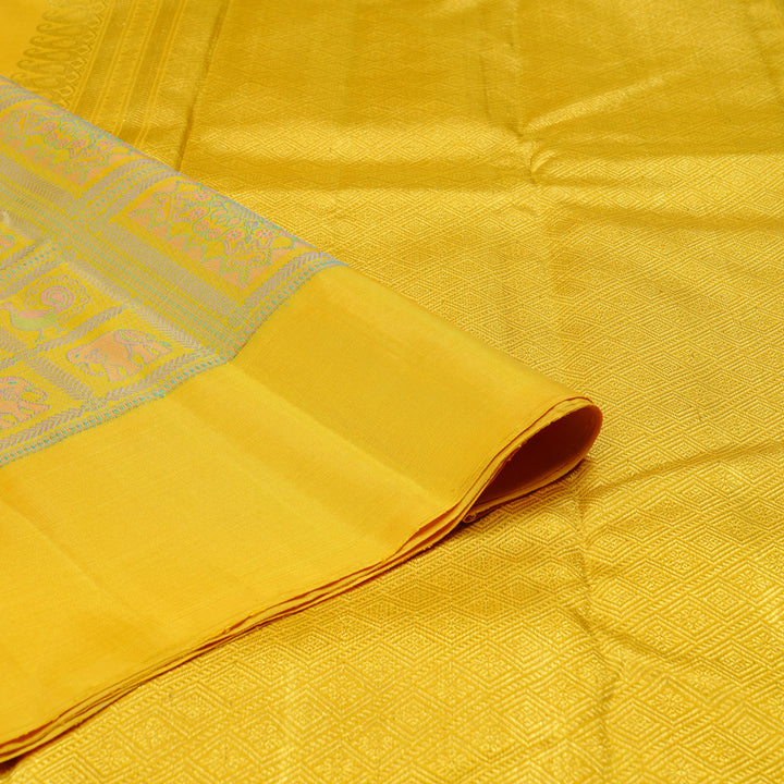 Hayagrivas Yellow Handloom Kanjivaram Silk Saree KBE25D6-2