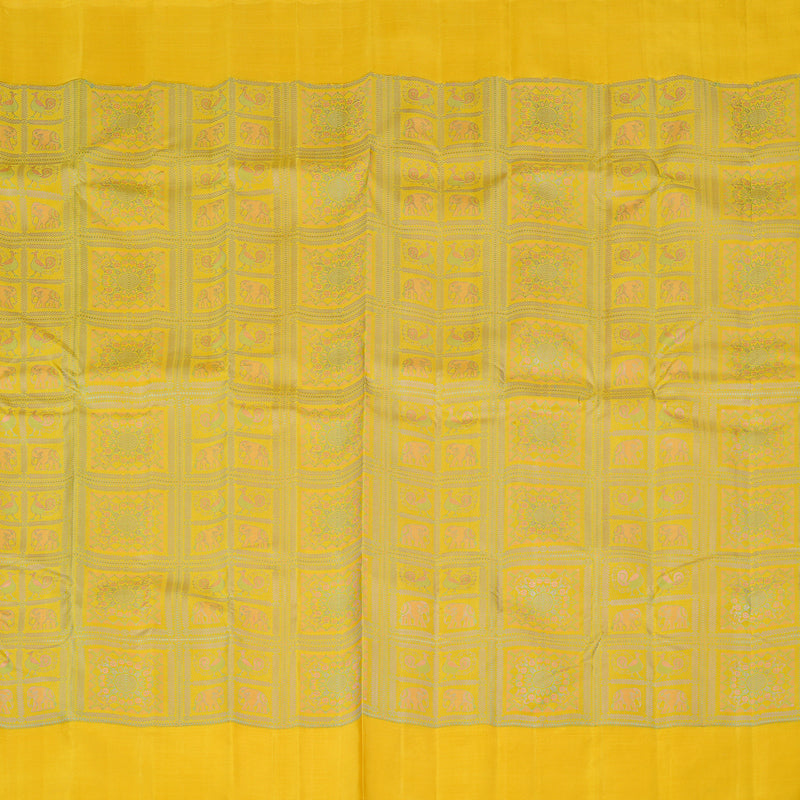 Hayagrivas Yellow Handloom Kanjivaram Silk Saree KBE25D6-2