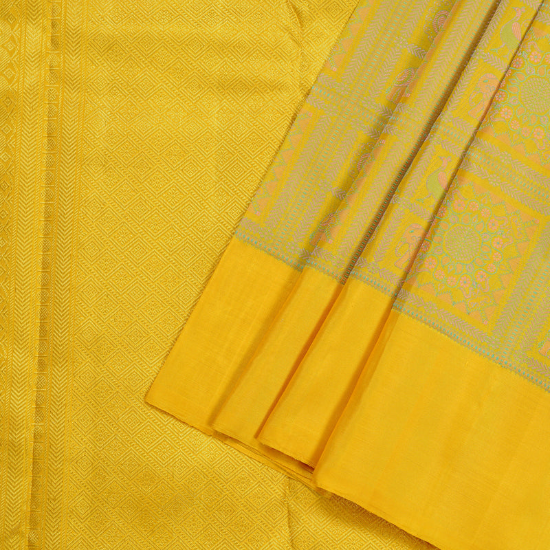 Hayagrivas Yellow Handloom Kanjivaram Silk Saree KBE25D6-2