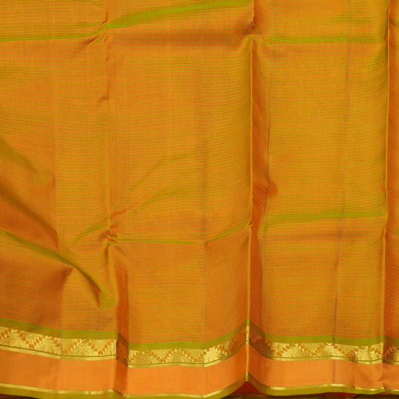 Hayagrivas Orangish Pink Handloom Kanjivaram Silk Saree with Honey Yellow Border KBE263E1-10