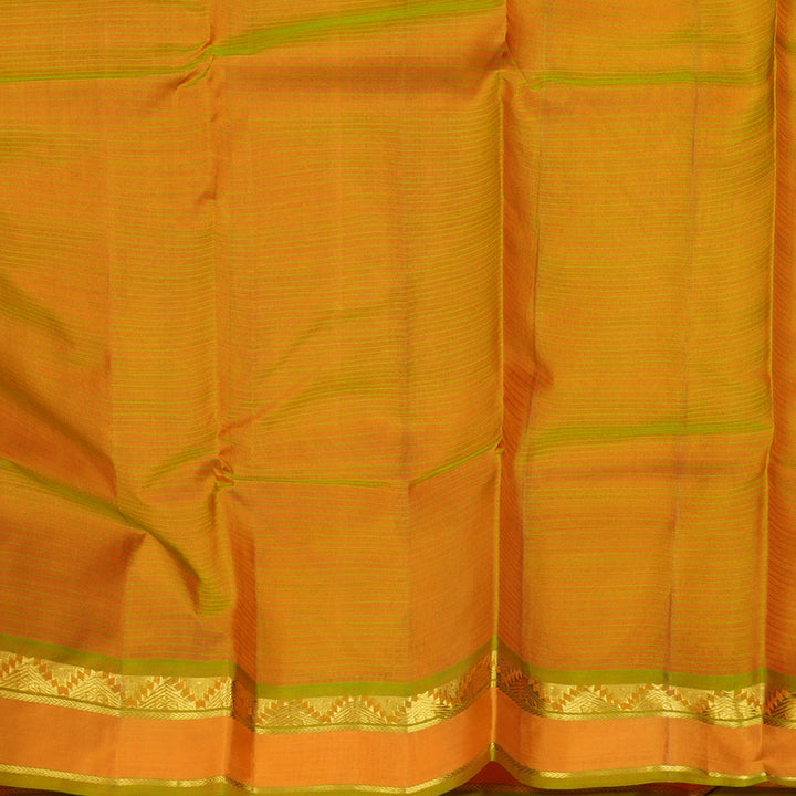 Hayagrivas Orangish Pink Handloom Kanjivaram Silk Saree with Honey Yellow Border KBE263E1-10