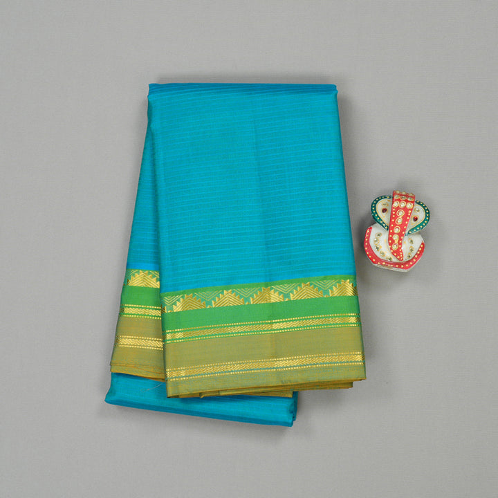 Hayagrivas Sea Blue Handloom Kanjivaram Silk Saree with Sea Green Border KBE263E1-11