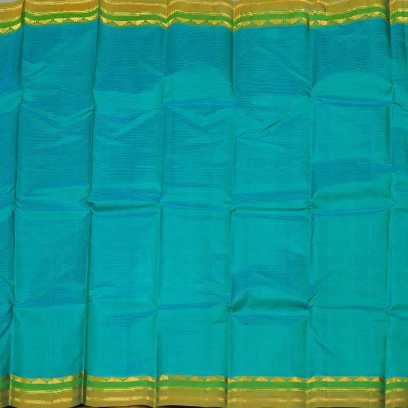 Hayagrivas Sea Blue Handloom Kanjivaram Silk Saree with Sea Green Border KBE263E1-11