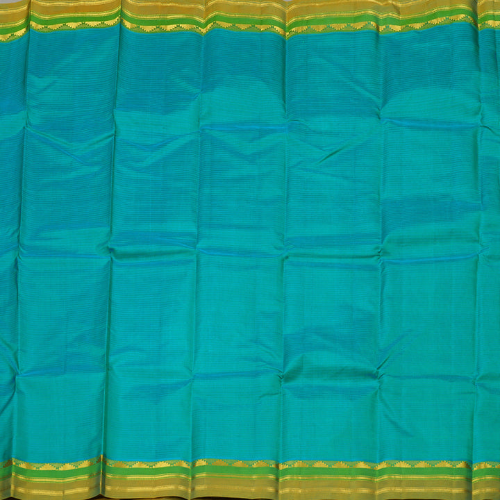 Hayagrivas Sea Blue Handloom Kanjivaram Silk Saree with Sea Green Border KBE263E1-11