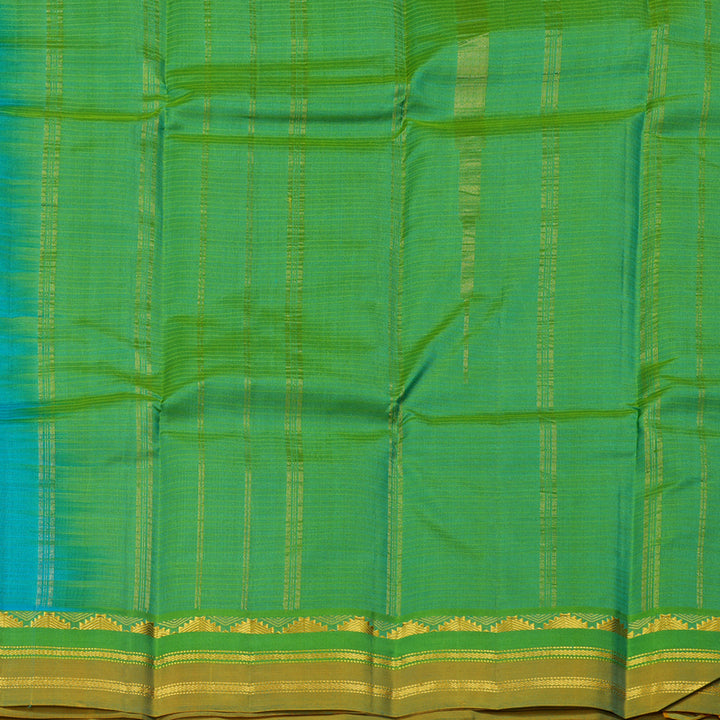 Hayagrivas Sea Blue Handloom Kanjivaram Silk Saree with Sea Green Border KBE263E1-11