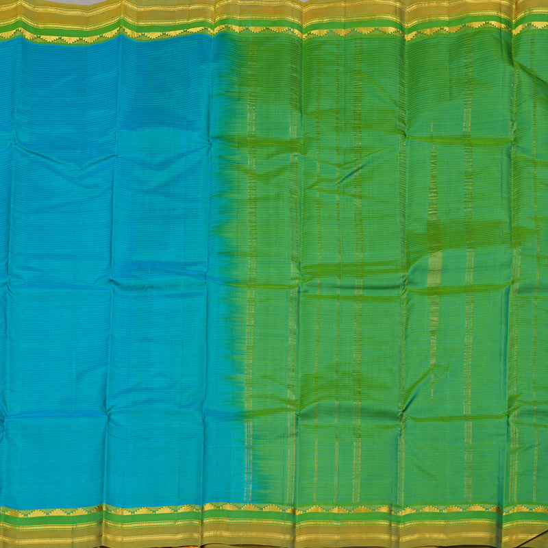 Hayagrivas Sea Blue Handloom Kanjivaram Silk Saree with Sea Green Border KBE263E1-11