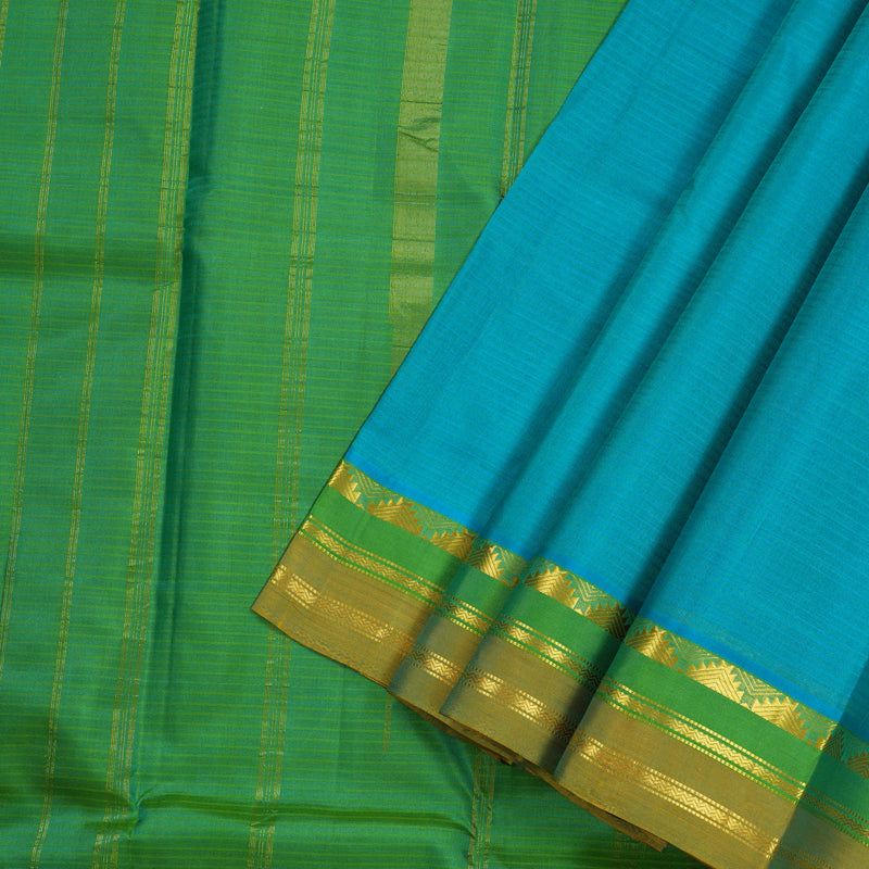 Hayagrivas Sea Blue Handloom Kanjivaram Silk Saree with Sea Green Border KBE263E1-11