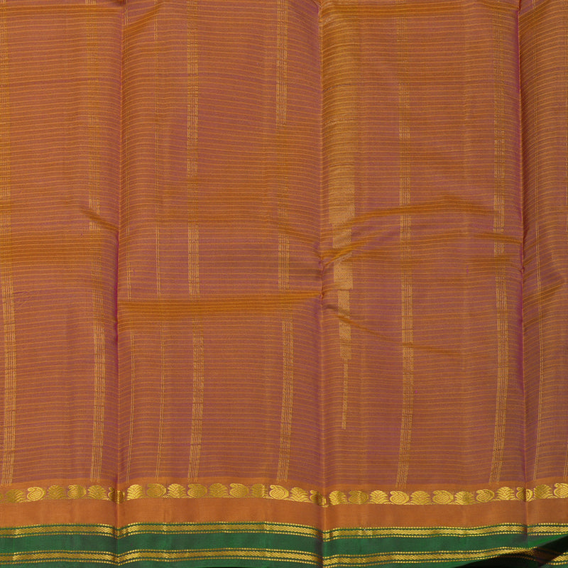 Hayagrivas Dark Purple Handloom Kanjivaram Silk Saree with Honey Mustard And Green Border KBE263E1-12