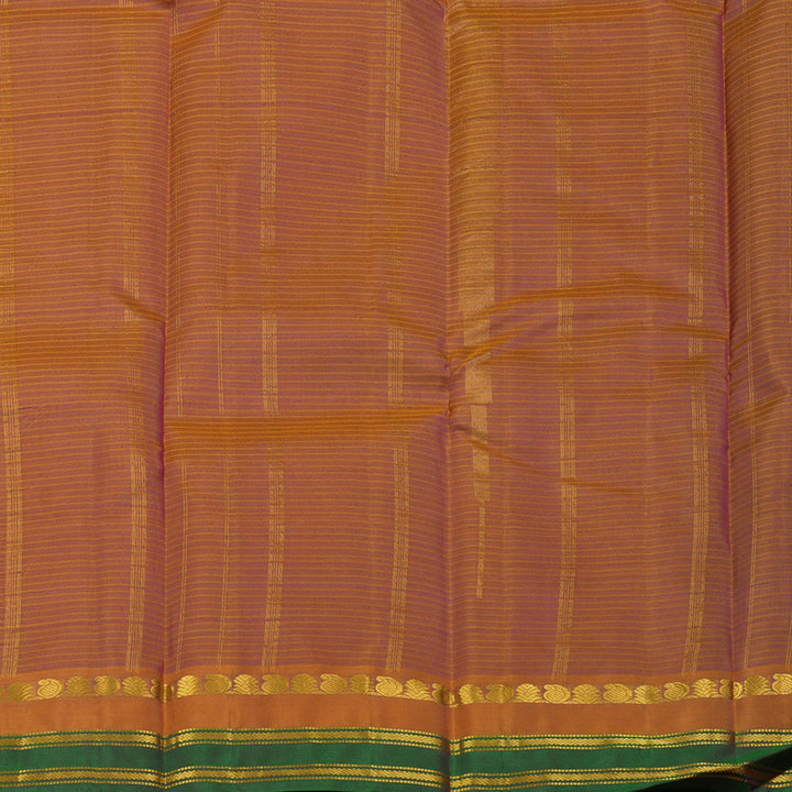 Hayagrivas Dark Purple Handloom Kanjivaram Silk Saree with Honey Mustard And Green Border KBE263E1-12