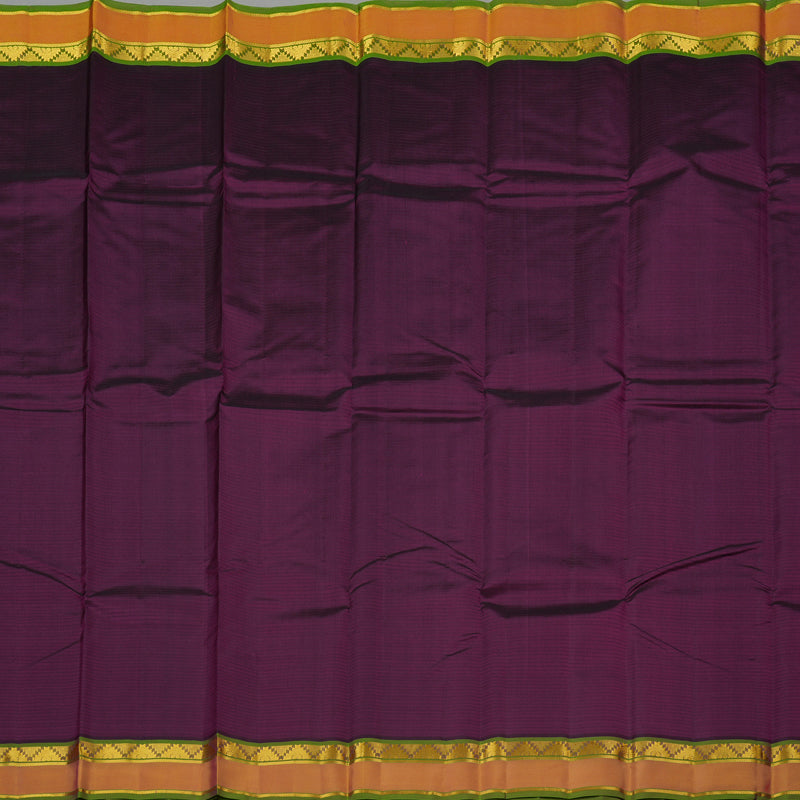 Hayagrivas Dark Purple Handloom Kanjivaram Silk Saree with Honey Mustard Border KBE263E1-14