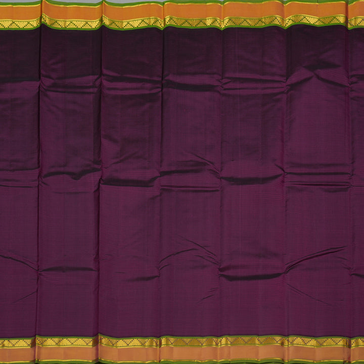 Hayagrivas Dark Purple Handloom Kanjivaram Silk Saree with Honey Mustard Border KBE263E1-14