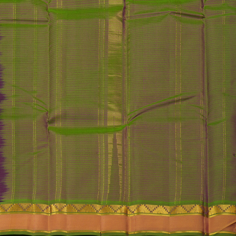 Hayagrivas Dark Purple Handloom Kanjivaram Silk Saree with Honey Mustard Border KBE263E1-14