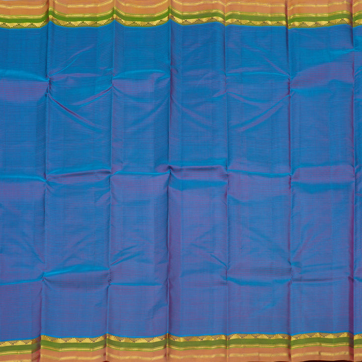 Hayagrivas Sky Blue Handloom Kanjivaram Silk Saree with Mandhalir And Orange Border KBE263E1-2
