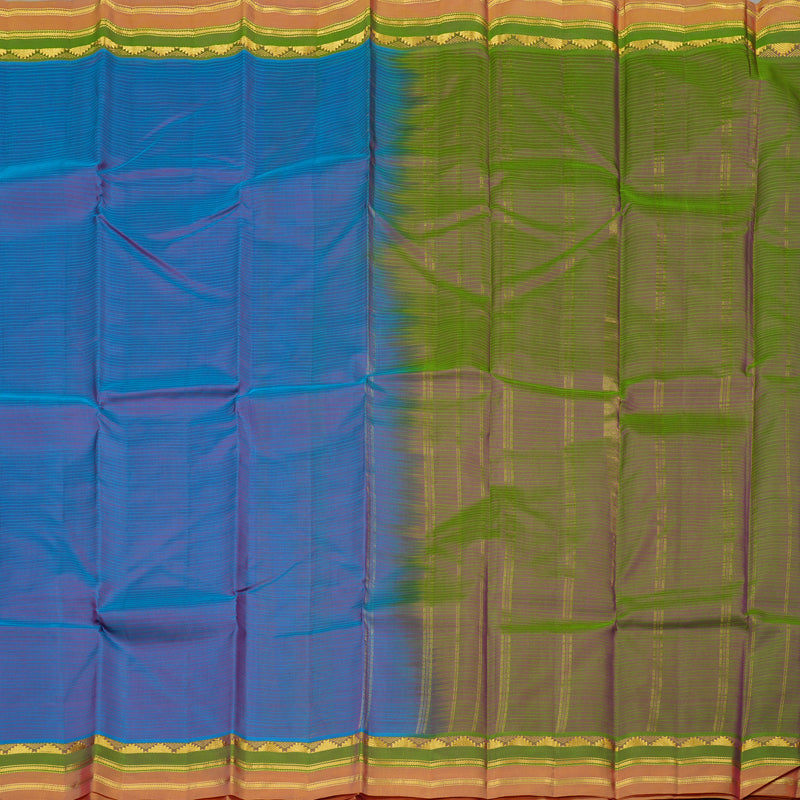 Hayagrivas Sky Blue Handloom Kanjivaram Silk Saree with Mandhalir And Orange Border KBE263E1-2