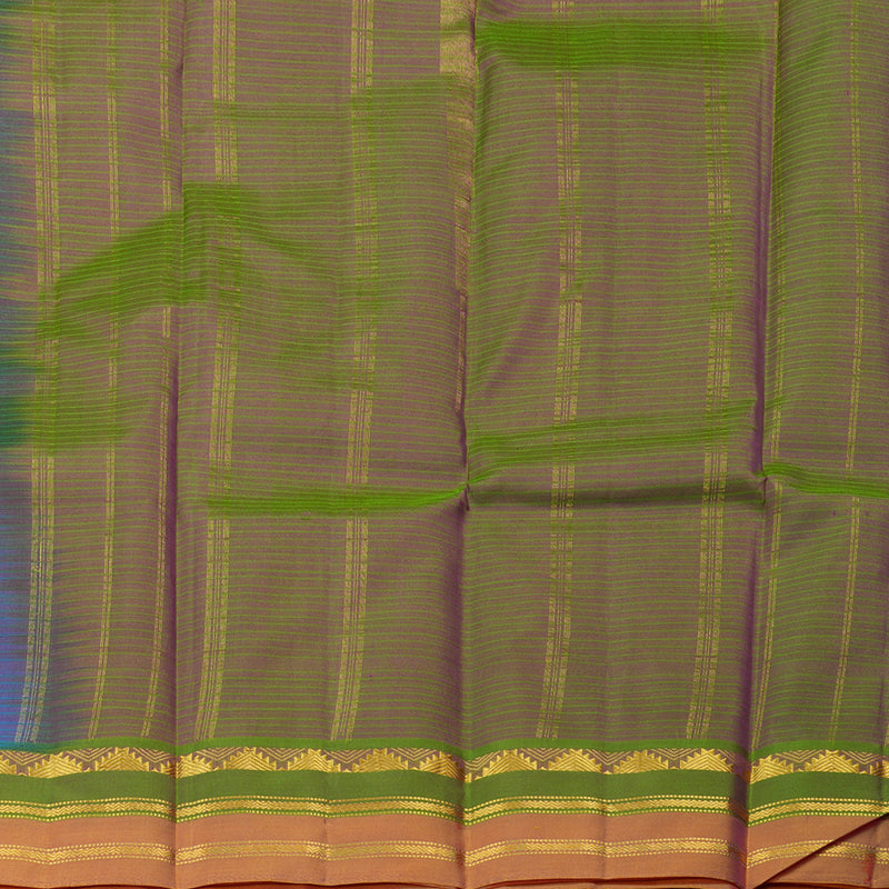 Hayagrivas Sky Blue Handloom Kanjivaram Silk Saree with Mandhalir And Orange Border KBE263E1-2