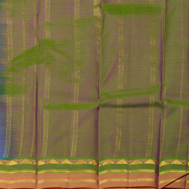 Hayagrivas Sky Blue Handloom Kanjivaram Silk Saree with Mandhalir And Orange Border KBE263E1-2