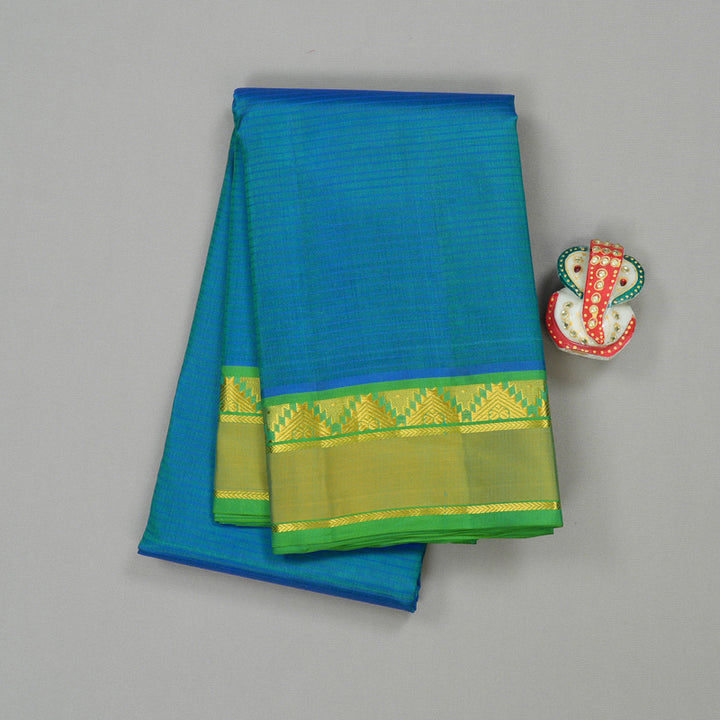 Hayagrivas Sea Blue Handloom Kanjivaram Silk Saree with Sea Green Border KBE263E1-23