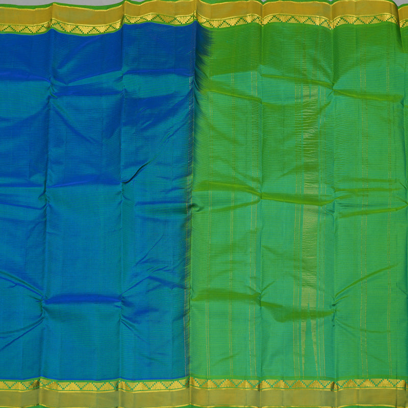 Hayagrivas Sea Blue Handloom Kanjivaram Silk Saree with Sea Green Border KBE263E1-23
