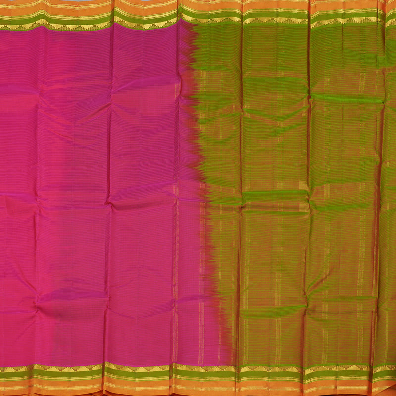 Hayagrivas Orangish Pink Handloom Kanjivaram Silk Saree with Mandhalir Border KBE263E1-25