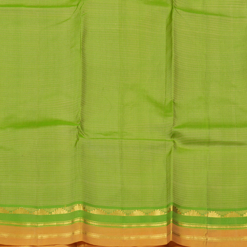 Hayagrivas Beige Handloom Kanjivaram Silk Saree with Fluorescent Green And Orange Border KBE263E1-6