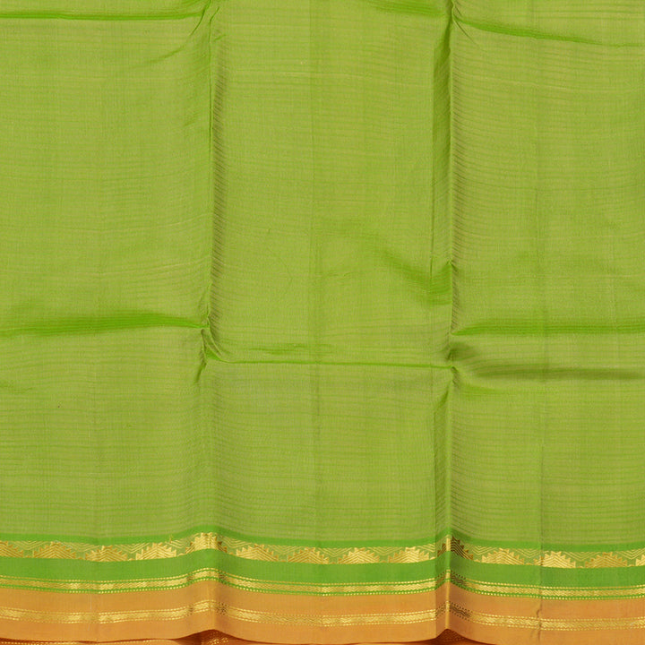 Hayagrivas Beige Handloom Kanjivaram Silk Saree with Fluorescent Green And Orange Border KBE263E1-6