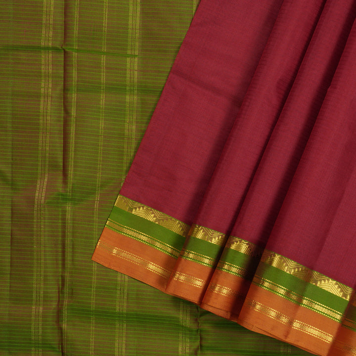 Hayagrivas Maroon Handloom Kanjivaram Silk Saree with Mandhalir Border KBE263E1-7