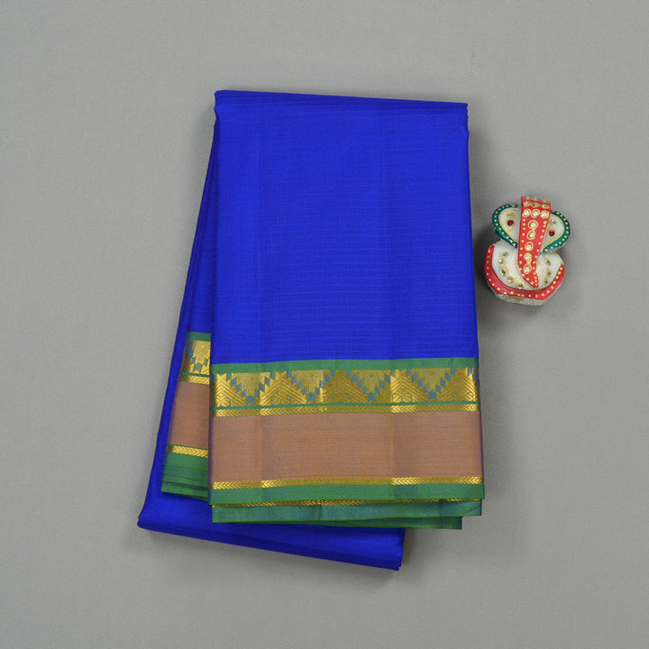 Hayagrivas Blue Handloom Kanjivaram Silk Saree with Honey Mustard Border KBE263E1-9