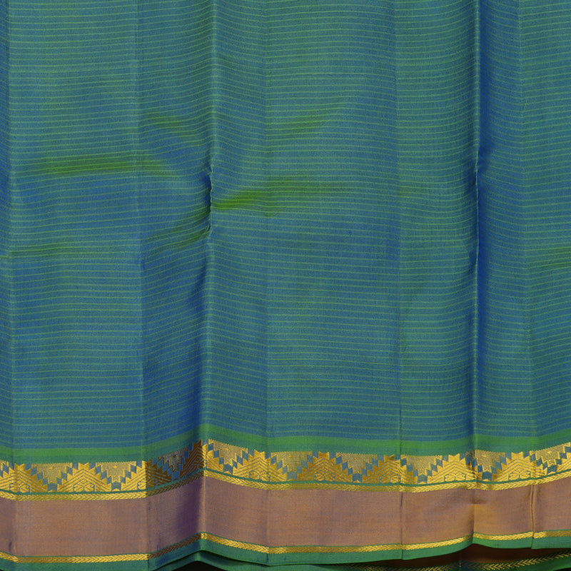 Hayagrivas Blue Handloom Kanjivaram Silk Saree with Honey Mustard Border KBE263E1-9
