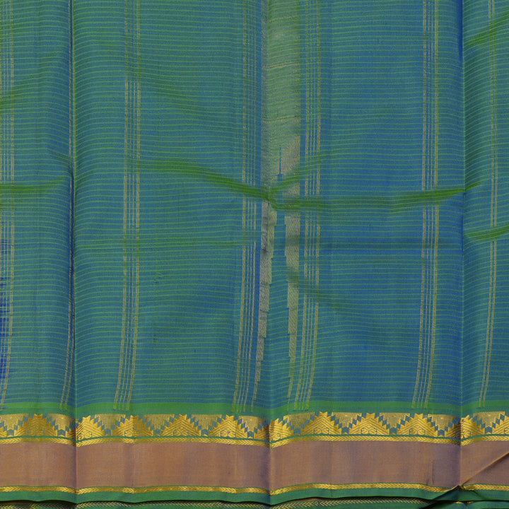 Hayagrivas Blue Handloom Kanjivaram Silk Saree with Honey Mustard Border KBE263E1-9