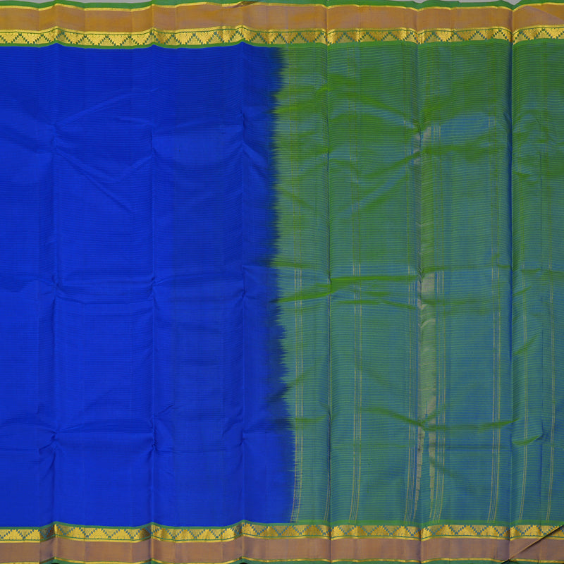 Hayagrivas Blue Handloom Kanjivaram Silk Saree with Honey Mustard Border KBE263E1-9