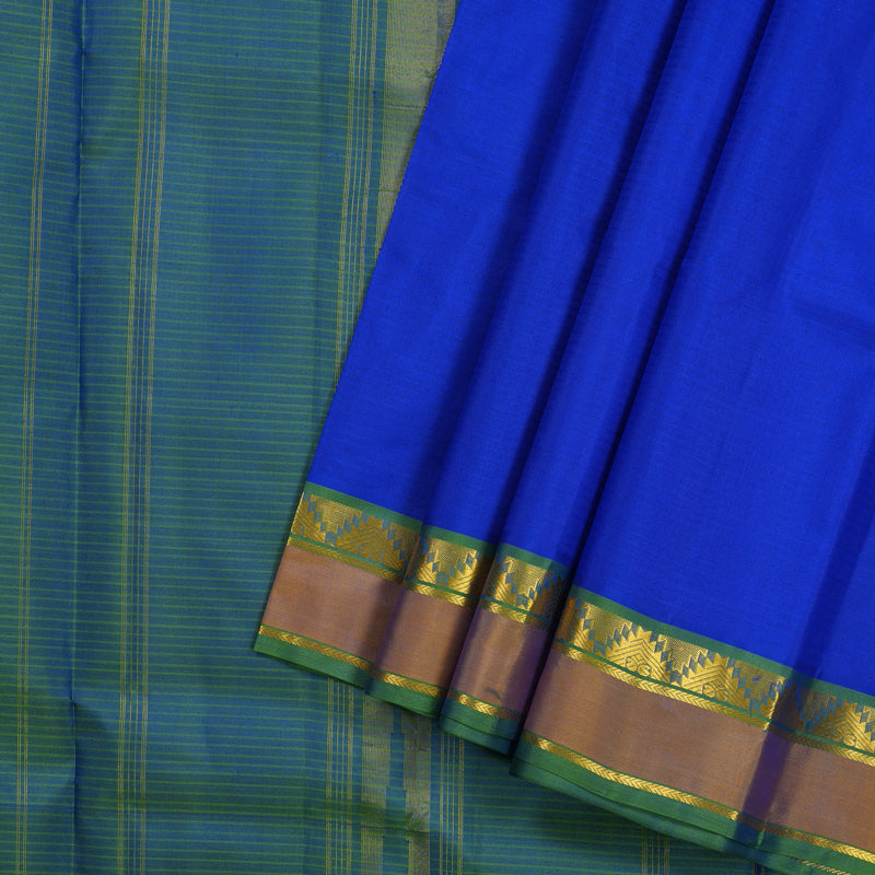 Hayagrivas Blue Handloom Kanjivaram Silk Saree with Honey Mustard Border KBE263E1-9
