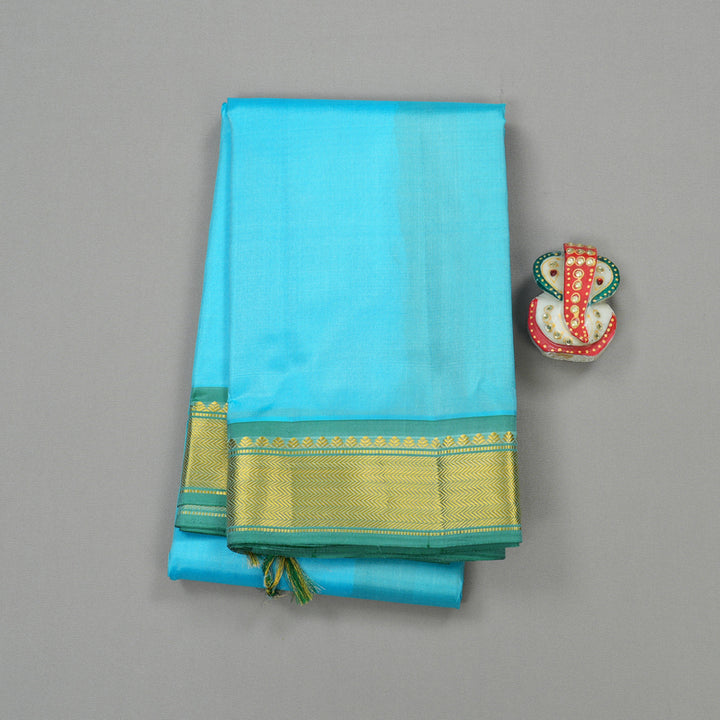 Hayagrivas Sky Blue Handloom Kanjivaram Silk Saree with Pastel Blue Border KBE264E1-1
