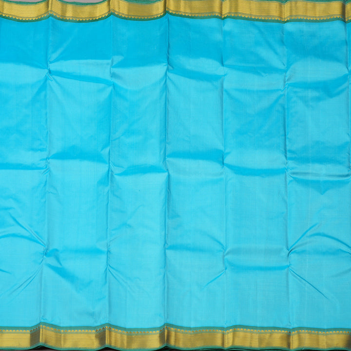Hayagrivas Sky Blue Handloom Kanjivaram Silk Saree with Pastel Blue Border KBE264E1-1