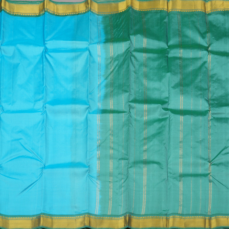 Hayagrivas Sky Blue Handloom Kanjivaram Silk Saree with Pastel Blue Border KBE264E1-1