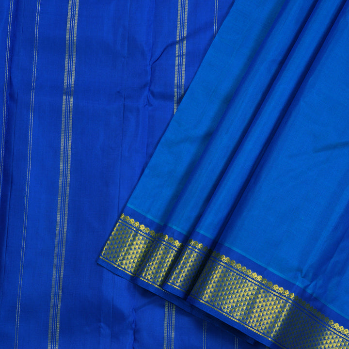 Hayagrivas Sky Blue Handloom Kanjivaram Silk Saree with Blue Border KBE264E1-14