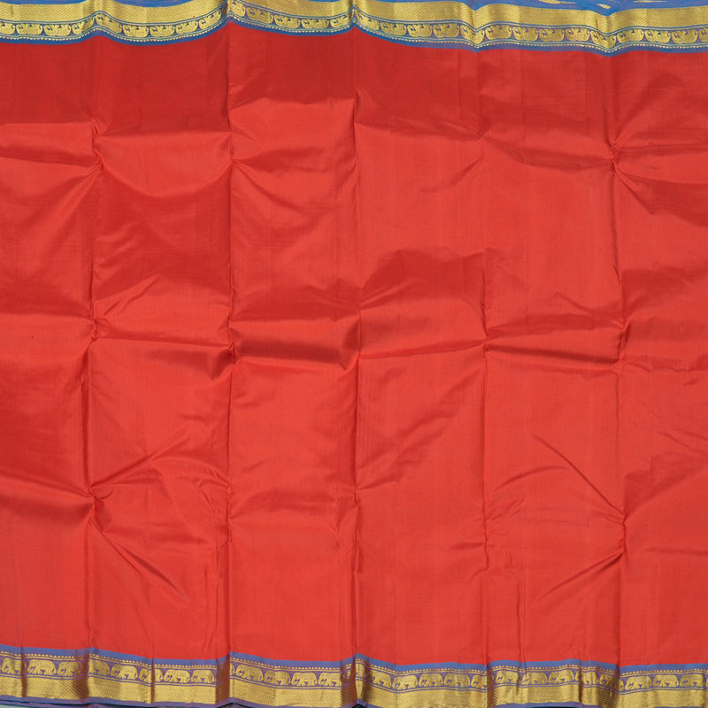 Hayagrivas Red Handloom Kanjivaram Silk Saree with Purple Border KBE264E1-16