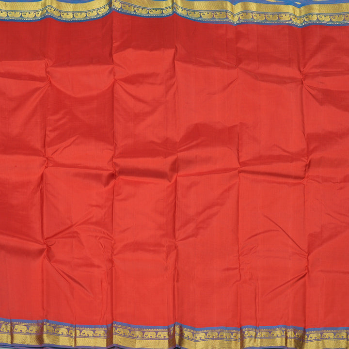 Hayagrivas Red Handloom Kanjivaram Silk Saree with Purple Border KBE264E1-16