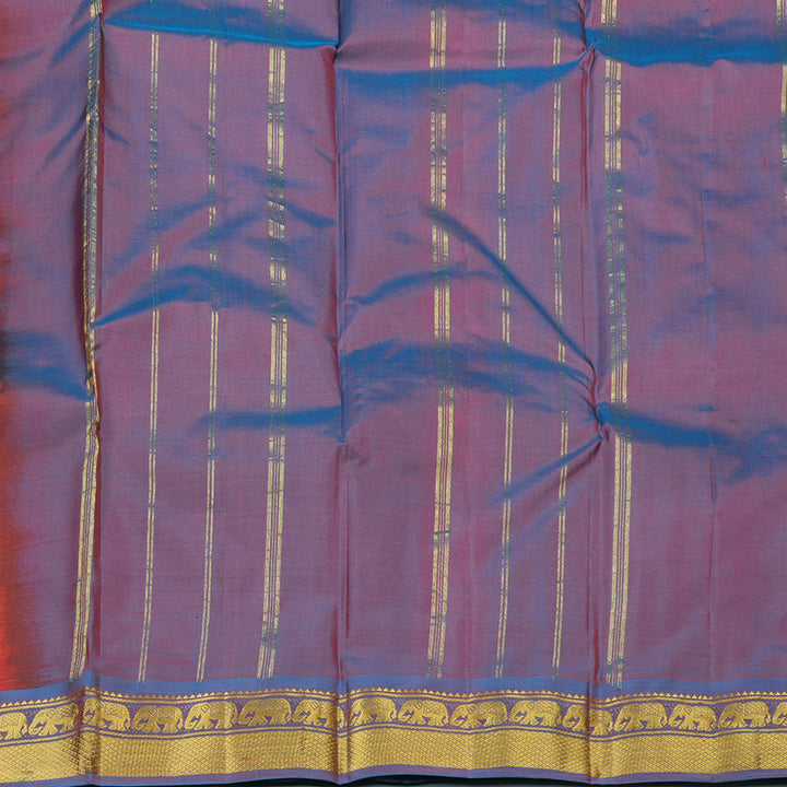 Hayagrivas Red Handloom Kanjivaram Silk Saree with Purple Border KBE264E1-16