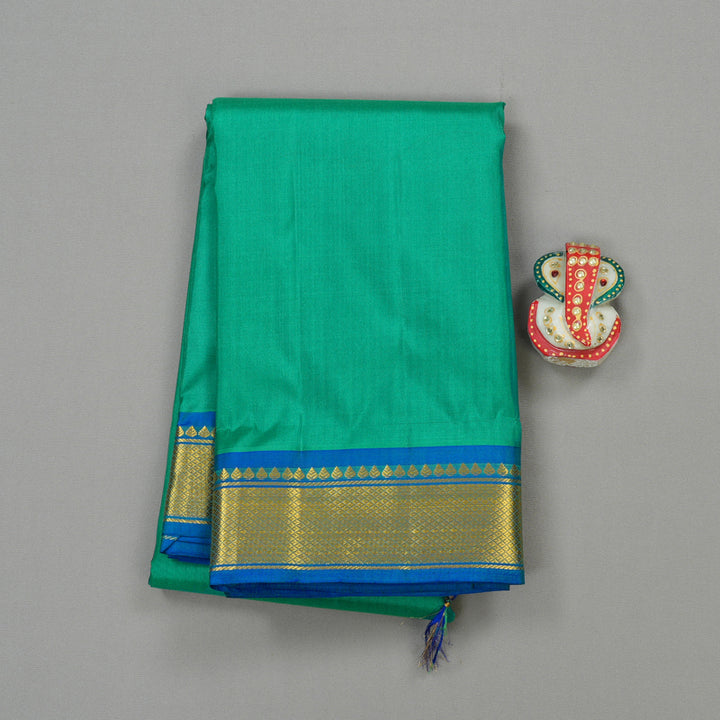 Hayagrivas Handloom Pure Kanjivaram Silk Saree in Intense Teal Green KBE264E1-17
