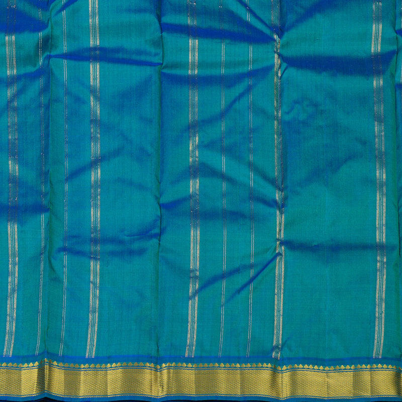 Hayagrivas Handloom Pure Kanjivaram Silk Saree in Intense Teal Green KBE264E1-17
