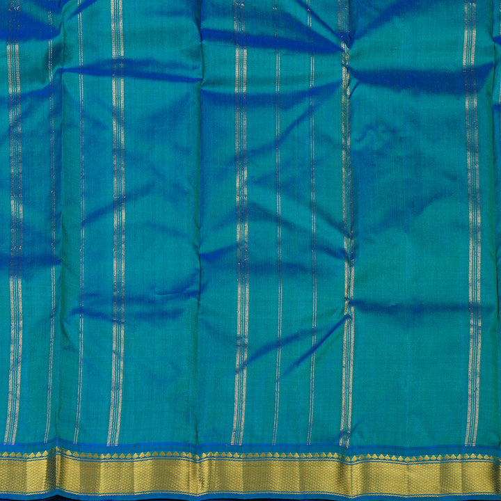 Hayagrivas Handloom Pure Kanjivaram Silk Saree in Intense Teal Green KBE264E1-17