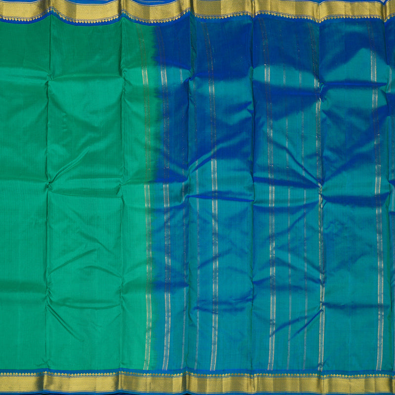 Hayagrivas Handloom Pure Kanjivaram Silk Saree in Intense Teal Green KBE264E1-17